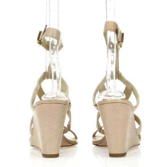 Via Spiga Wedge Sandal Nude Strappy Leather Heels SZ 7.5 EUC - Picture 5 of 13